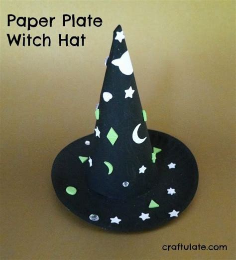 Add a touch of spookiness to your Halloween costume with a paper plate witch hat